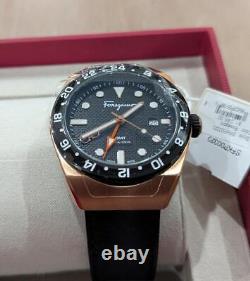 $1245 Mens Salvatore Ferragamo SLX GMT Rose Goldtone Stainless Steel Watch