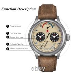 1963 GMT Dual Time Zone With Seagull ST2545 Movement Calendar Military Watch