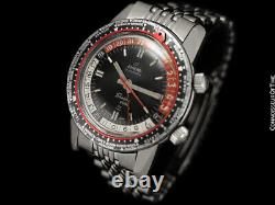1964 ENICAR SHERPA GUIDE 33 GMT World Time Mens XL Pilots Compressor Watch