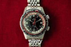 1964 ENICAR SHERPA GUIDE 33 GMT World Time Mens XL Pilots Compressor Watch