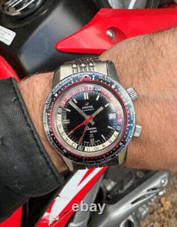 1964 ENICAR SHERPA GUIDE 33 GMT World Time Mens XL Pilots Compressor Watch