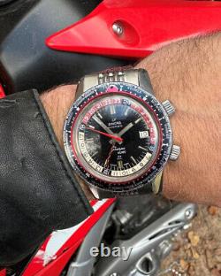 1964 ENICAR SHERPA GUIDE 33 GMT World Time Mens XL Pilots Compressor Watch