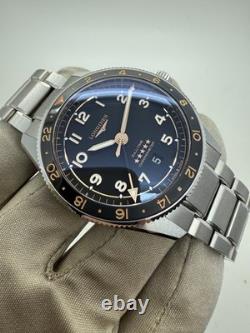 2025 Longines Spirit Zulu Time GMT 42mm Black Automatic Watch L3.812.4.50.6 B+P