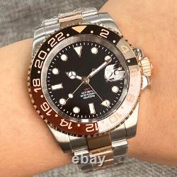 20ATM NH34 GMT 40mm Tandorio Black Dial Two Tone Rose golden Automatic Men Watch