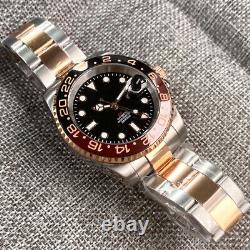 20ATM NH34 GMT 40mm Tandorio Black Dial Two Tone Rose golden Automatic Men Watch
