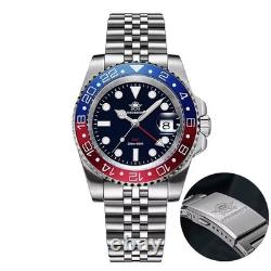 40MM ADDIESDIVE Mens GMT Quartz Watch Luxury 200M Waterproof Stainless Diver NEW