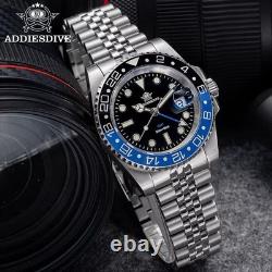 40MM ADDIESDIVE Mens GMT Quartz Watch Luxury 200M Waterproof Stainless Diver NEW