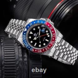 40MM ADDIESDIVE Mens GMT Quartz Watch Luxury 200M Waterproof Stainless Diver NEW