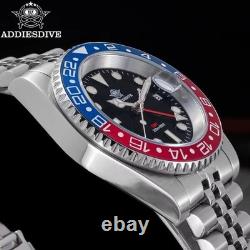 40MM ADDIESDIVE Mens GMT Quartz Watch Luxury 200M Waterproof Stainless Diver NEW