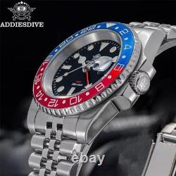 40MM ADDIESDIVE Mens GMT Quartz Watch Luxury 200M Waterproof Stainless Diver NEW