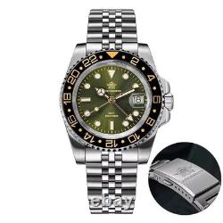40MM ADDIESDIVE Mens GMT Quartz Watch Luxury 200M Waterproof Stainless Diver NEW