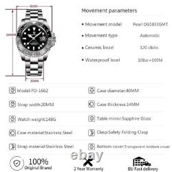 40MM PAGANI DESIGN GMT Automatic Watch Men Luxury Waterproof Stainless Steel NEW