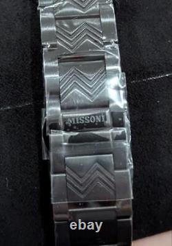 $935 Mens MISSONI GMT 43mm Stainless Steel Bracelet Watch Black