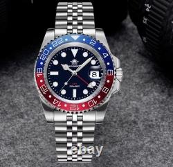 ADDIESDIVE AD2050 GMT 40mm Swiss Quartz Pepsi 200M Men Diver Dive Watch Jubilee
