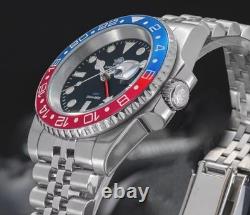 ADDIESDIVE AD2050 GMT 40mm Swiss Quartz Pepsi 200M Men Diver Dive Watch Jubilee