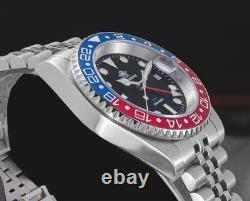 ADDIESDIVE AD2050 GMT 40mm Swiss Quartz Pepsi 200M Men Diver Dive Watch Jubilee