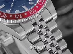 ADDIESDIVE AD2050 GMT 40mm Swiss Quartz Pepsi 200M Men Diver Dive Watch Jubilee