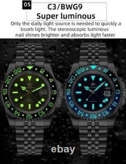 ADDIESDIVE AD2050 GMT 40mm Swiss Quartz Pepsi 200M Men Diver Dive Watch Jubilee