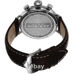 Akribos XXIV AK629WT World Time Alarm Date GMT Brown Leather Strap Mens Watch
