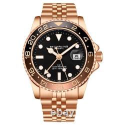 Aquadiver GMT Rose Gold/Stainless Steel Black Dial Wristwatch 3968.5