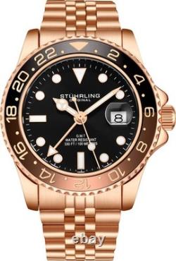 Aquadiver GMT Rose Gold/Stainless Steel Black Dial Wristwatch 3968.5