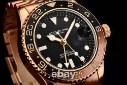 Aquadiver GMT Rose Gold/Stainless Steel Black Dial Wristwatch 3968.5