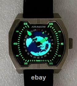 Aragon Concept S GMT Seiko NH34 Space World Blue Planet Earth UFO Alien Watch