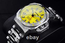 Aragon MillIpede Max GMT Automatic Watch Yellow SunRay Dial 42mm 30ATM A544YEL