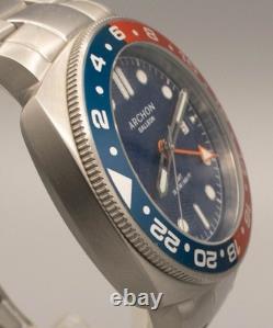 Archon Galleon GMT Quartz 42mm Pepsi Bezel Blue Dial 200M Swiss Watch