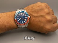 Archon Galleon GMT Quartz 42mm Pepsi Bezel Blue Dial 200M Swiss Watch