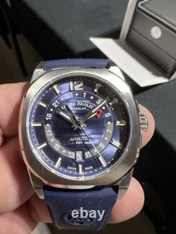 Armand Nicolet Watch J09 Tramelan GMT Blue Dial A663AAA-BU-GG4710U Rare