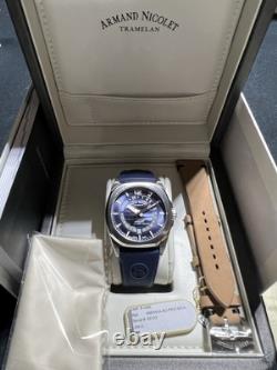Armand Nicolet Watch J09 Tramelan GMT Blue Dial A663AAA-BU-GG4710U Rare