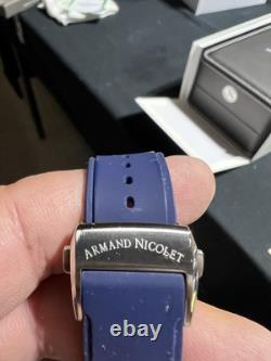 Armand Nicolet Watch J09 Tramelan GMT Blue Dial A663AAA-BU-GG4710U Rare
