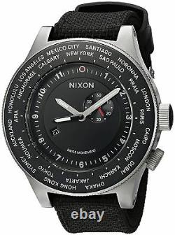 Authentic Nixon Passport Swiss GMT World-Time 49-MM Black Strap Watch A321000-00