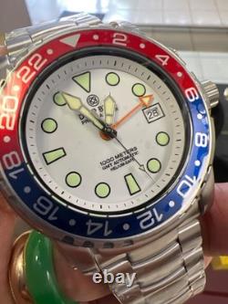 Authentic PRO SEA? DIVER 1000M GMT RED /BLUE BEZEL? WHITE DIAL (BNS?)