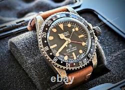 Automatic GMT Diver Mod NH34 Vintage Sub 24jewels Sapphire Combo Straps