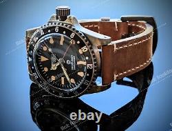 Automatic GMT Diver Mod NH34 Vintage Sub 24jewels Sapphire Combo Straps