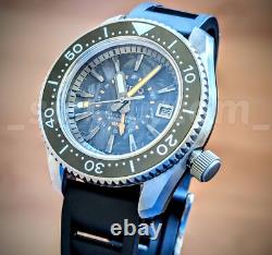 BLACK CARBON Solid Titanium Automatic Diver GMT Sea Lord 42mm Mod 200m SAPPHIRE