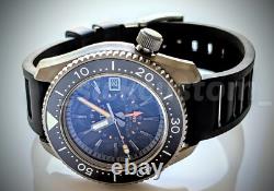 BLACK CARBON Solid Titanium Automatic Diver GMT Sea Lord 42mm Mod 200m SAPPHIRE