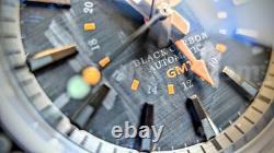 BLACK CARBON Solid Titanium Automatic Diver GMT Sea Lord 42mm Mod 200m SAPPHIRE