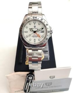 BNIB PAGANI DESIGN PD1682 V2 AUTOMATIC GMT WATCH ALL STEEL WHITE SAPPHIRE 100m