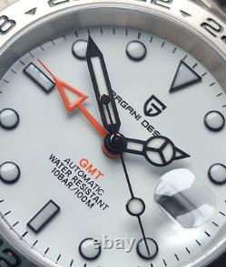 BNIB PAGANI DESIGN PD1682 V2 AUTOMATIC GMT WATCH ALL STEEL WHITE SAPPHIRE 100m