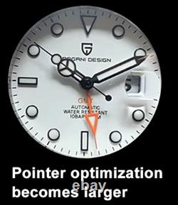 BNIB PAGANI DESIGN PD1682 V2 AUTOMATIC GMT WATCH ALL STEEL WHITE SAPPHIRE 100m