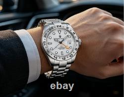 BNIB PAGANI DESIGN PD1682 V2 AUTOMATIC GMT WATCH ALL STEEL WHITE SAPPHIRE 100m