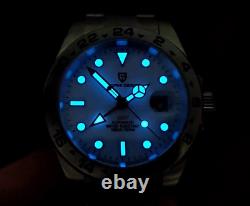 BNIB PAGANI DESIGN PD1682 V2 AUTOMATIC GMT WATCH ALL STEEL WHITE SAPPHIRE 100m