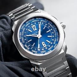 BVLGARI Octo Roma Worldtimer Blue Dial Steel Bracelet Automatic 41 Watch 103481