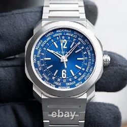 BVLGARI Octo Roma Worldtimer Blue Dial Steel Bracelet Automatic 41 Watch 103481