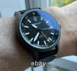 BYOP Meridian Titanium GMT (yellow) Pilot Watch Seiko Automatic Sapphire C3 Lume