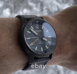 BYOP Meridian Titanium GMT (yellow) Pilot Watch Seiko Automatic Sapphire C3 Lume