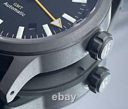 BYOP Meridian Titanium GMT (yellow) Pilot Watch Seiko Automatic Sapphire C3 Lume